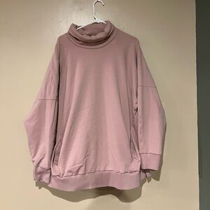 Evereve Juliana Tunic Mock Neck Sweatshirt Dusty Rose Size Large